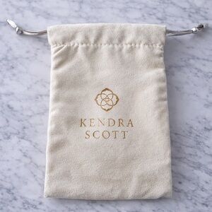 Kendra Scott Jewelry Dust Bag Drawstring Pouch Logo Cream Suede Designer New